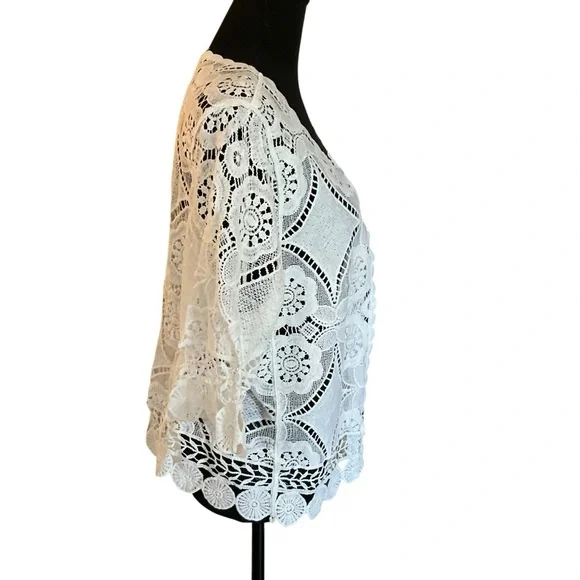 Chris McLaughlin White Crochet Open Front Cardigan XL - Picture 6 of 10